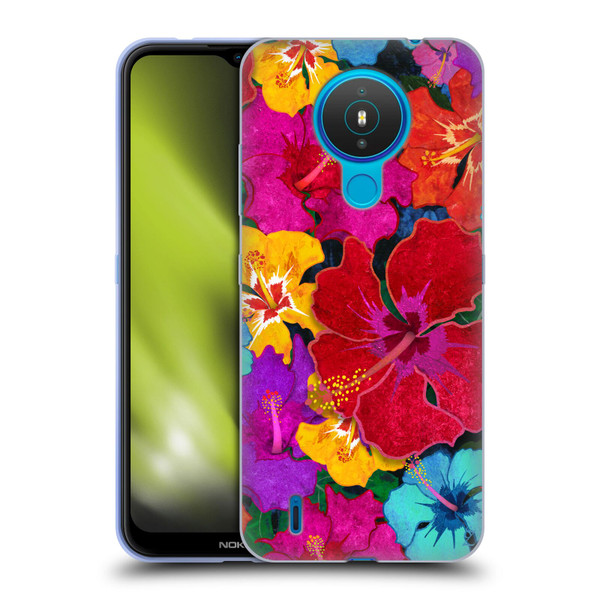 Suzan Lind Colours & Patterns Tropical Hibiscus Soft Gel Case for Nokia 1.4