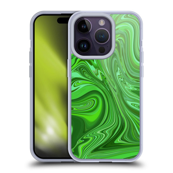 Suzan Lind Marble Emerald Green Soft Gel Case for Apple iPhone 14 Pro