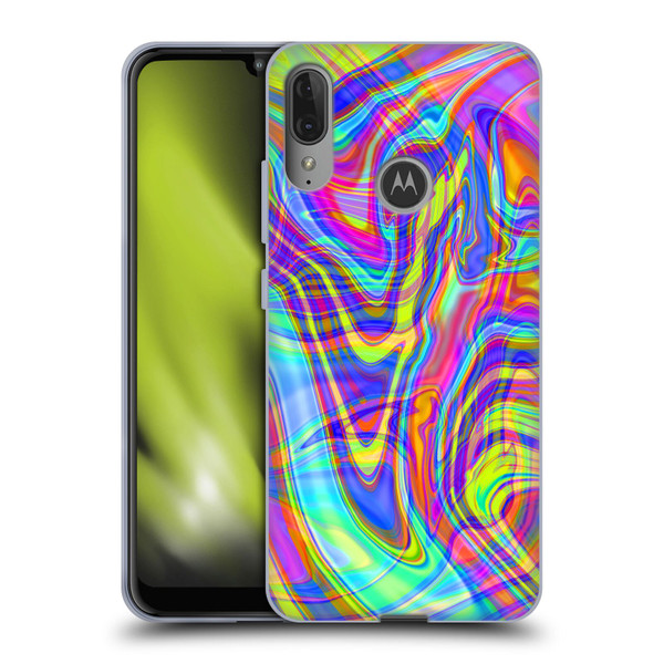 Suzan Lind Marble Illusion Rainbow Soft Gel Case for Motorola Moto E6 Plus