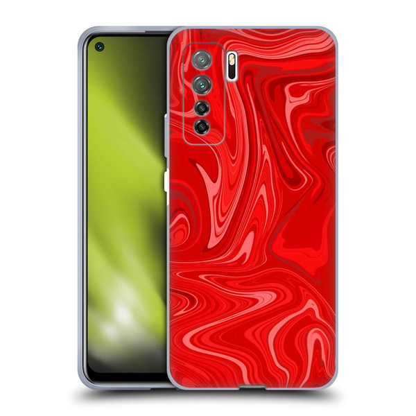 Suzan Lind Marble 2 Red Soft Gel Case for Huawei Nova 7 SE/P40 Lite 5G