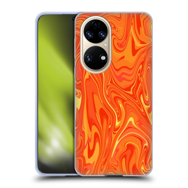 Suzan Lind Marble 2 Orange Soft Gel Case for Huawei P50