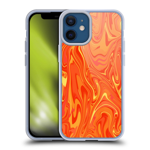 Suzan Lind Marble 2 Orange Soft Gel Case for Apple iPhone 12 Mini