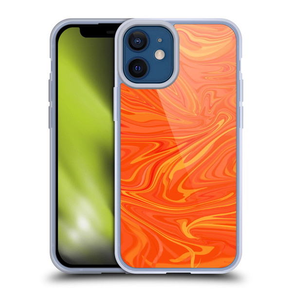 Suzan Lind Marble 2 Honey Orange Soft Gel Case for Apple iPhone 12 Mini
