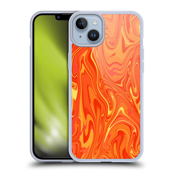 Suzan Lind Marble 2 Orange Soft Gel Case for Apple iPhone 14 Plus
