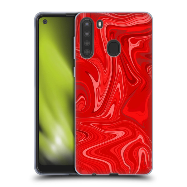 Suzan Lind Marble 2 Red Soft Gel Case for Samsung Galaxy A21 (2020)