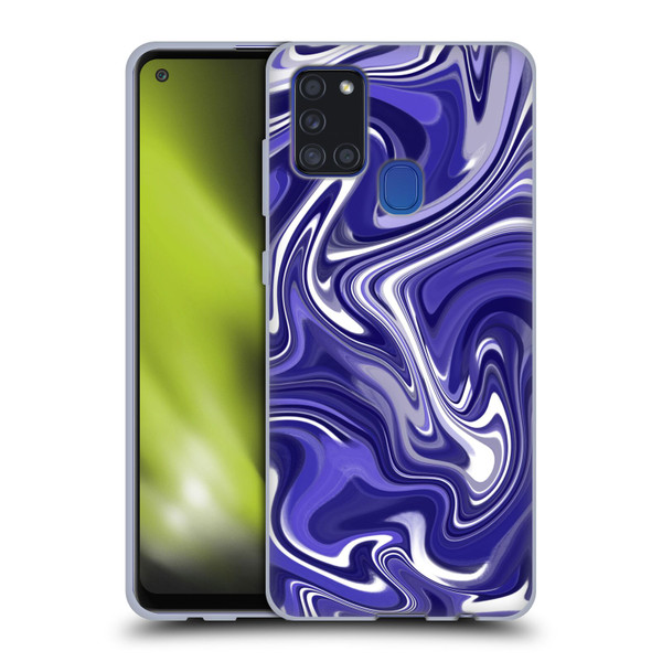 Suzan Lind Marble 2 Dark Violet Soft Gel Case for Samsung Galaxy A21s (2020)