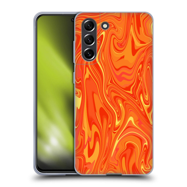 Suzan Lind Marble 2 Orange Soft Gel Case for Samsung Galaxy S21 FE 5G
