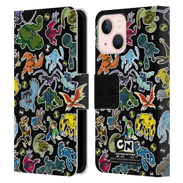 Ben 10: Ultimate Alien Graphics Alien Pattern Leather Book Wallet Case Cover For Apple iPhone 13 Mini
