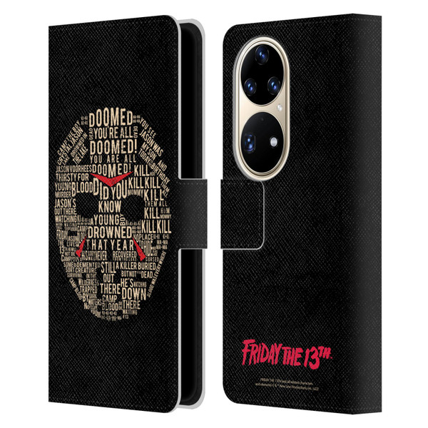 Friday the 13th 1980 Graphics Typography Leather Book Wallet Case Cover For Huawei P50 Pro