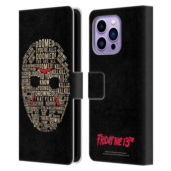 Friday the 13th 1980 Graphics Typography Leather Book Wallet Case Cover For Apple iPhone 14 Pro Max