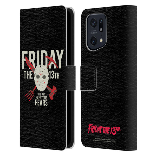 Friday the 13th 1980 Graphics The Day Everyone Fears Leather Book Wallet Case Cover For OPPO Find X5 Pro