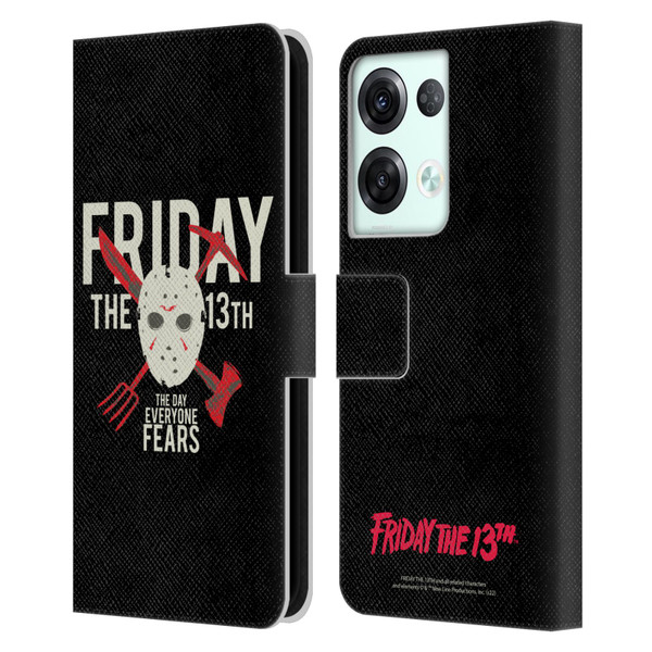 Friday the 13th 1980 Graphics The Day Everyone Fears Leather Book Wallet Case Cover For OPPO Reno8 Pro