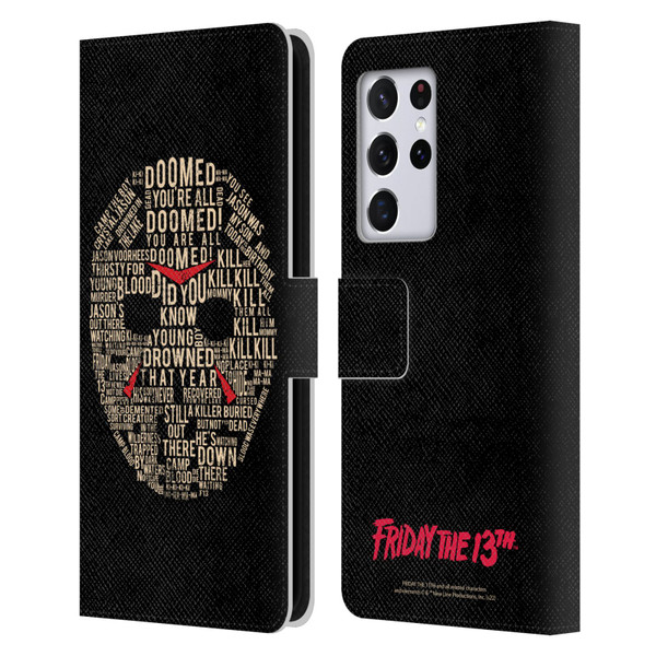Friday the 13th 1980 Graphics Typography Leather Book Wallet Case Cover For Samsung Galaxy S21 Ultra 5G