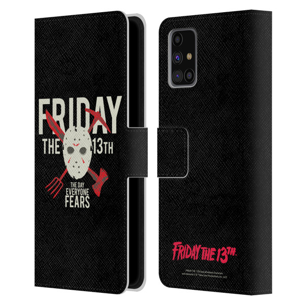 Friday the 13th 1980 Graphics The Day Everyone Fears Leather Book Wallet Case Cover For Samsung Galaxy M31s (2020)