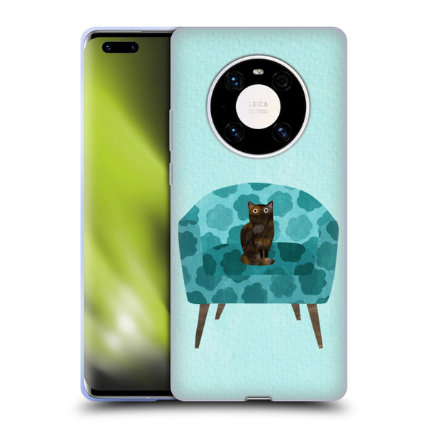 Planet Cat Arm Chair Teal Chair Cat Soft Gel Case for Huawei Mate 40 Pro 5G