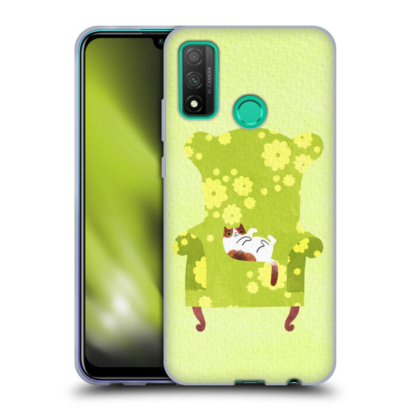 Planet Cat Arm Chair Lime Chair Cat Soft Gel Case for Huawei P Smart (2020)