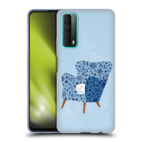Planet Cat Arm Chair Cornflower Chair Cat Soft Gel Case for Huawei P Smart (2021)