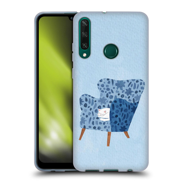Planet Cat Arm Chair Cornflower Chair Cat Soft Gel Case for Huawei Y6p