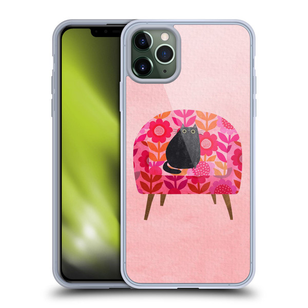 Planet Cat Arm Chair Red Chair Cat Soft Gel Case for Apple iPhone 11 Pro Max