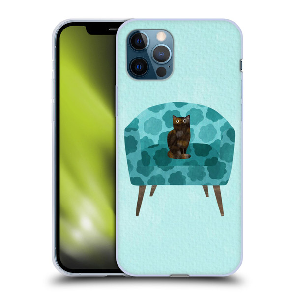 Planet Cat Arm Chair Teal Chair Cat Soft Gel Case for Apple iPhone 12 / iPhone 12 Pro