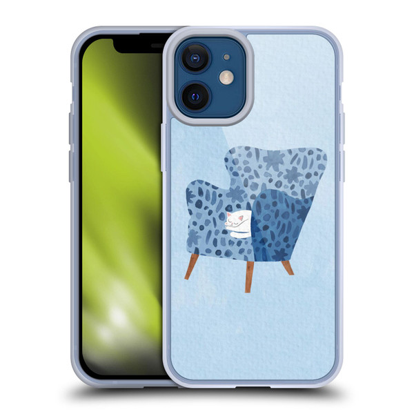 Planet Cat Arm Chair Cornflower Chair Cat Soft Gel Case for Apple iPhone 12 Mini