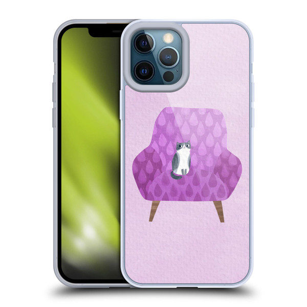 Planet Cat Arm Chair Lilac Chair Cat Soft Gel Case for Apple iPhone 12 Pro Max