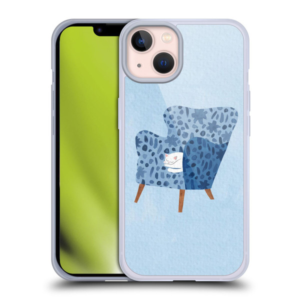 Planet Cat Arm Chair Cornflower Chair Cat Soft Gel Case for Apple iPhone 13