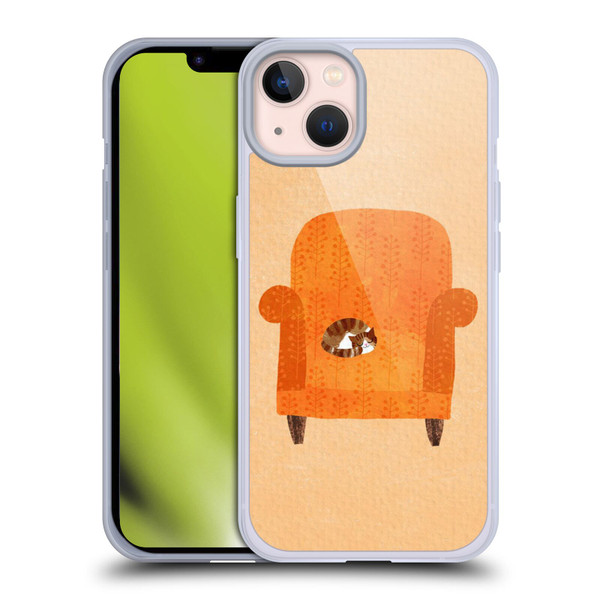 Planet Cat Arm Chair Orange Chair Cat Soft Gel Case for Apple iPhone 13