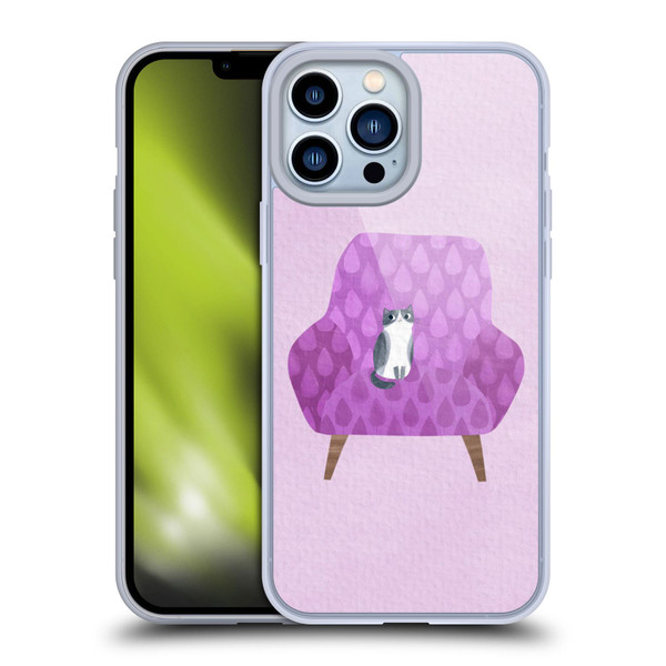 Planet Cat Arm Chair Lilac Chair Cat Soft Gel Case for Apple iPhone 13 Pro Max