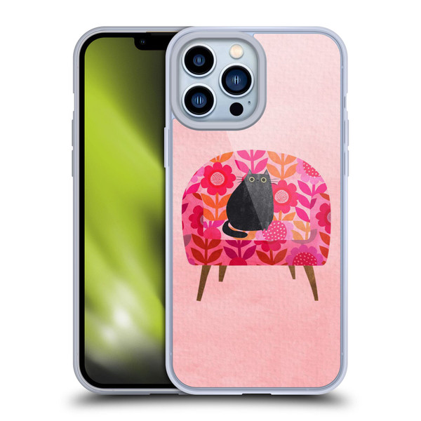 Planet Cat Arm Chair Red Chair Cat Soft Gel Case for Apple iPhone 13 Pro Max