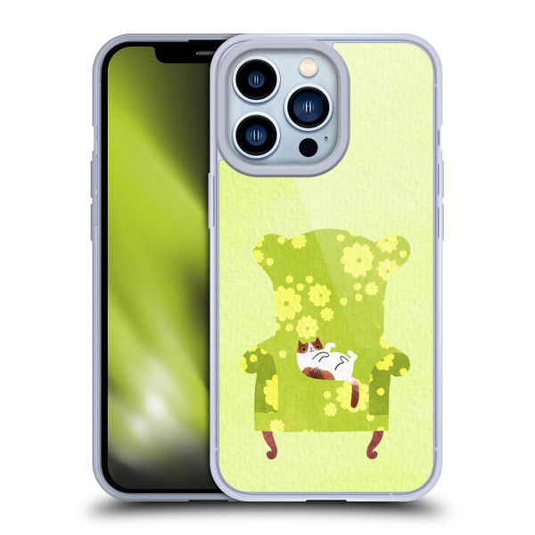Planet Cat Arm Chair Lime Chair Cat Soft Gel Case for Apple iPhone 13 Pro