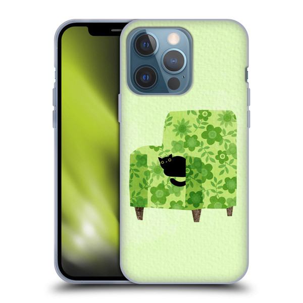 Planet Cat Arm Chair Pear Green Chair Cat Soft Gel Case for Apple iPhone 13 Pro