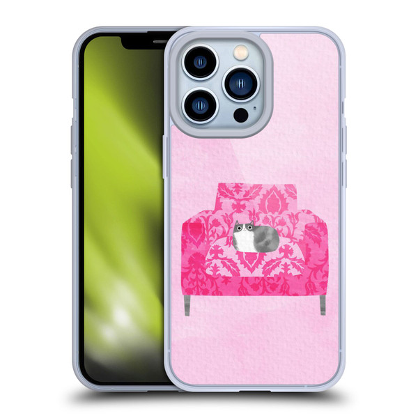 Planet Cat Arm Chair Rose Chair Cat Soft Gel Case for Apple iPhone 13 Pro