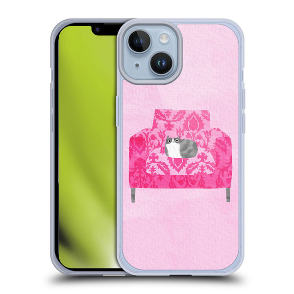 Planet Cat Arm Chair Rose Chair Cat Soft Gel Case for Apple iPhone 14