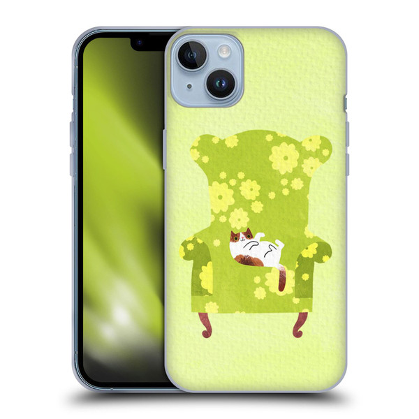 Planet Cat Arm Chair Lime Chair Cat Soft Gel Case for Apple iPhone 14 Plus