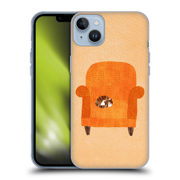 Planet Cat Arm Chair Orange Chair Cat Soft Gel Case for Apple iPhone 14 Plus