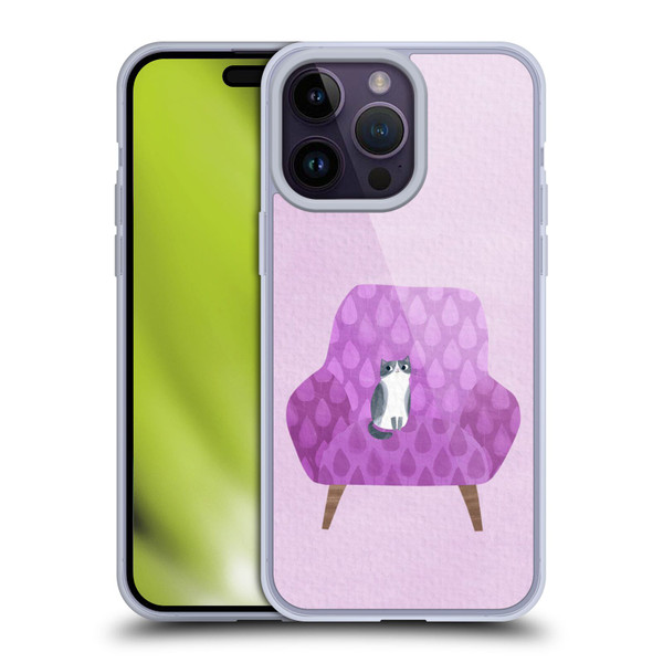 Planet Cat Arm Chair Lilac Chair Cat Soft Gel Case for Apple iPhone 14 Pro Max