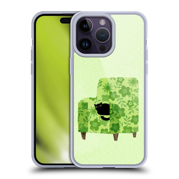 Planet Cat Arm Chair Pear Green Chair Cat Soft Gel Case for Apple iPhone 14 Pro Max
