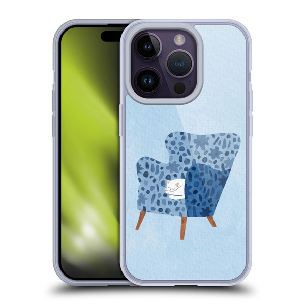 Planet Cat Arm Chair Cornflower Chair Cat Soft Gel Case for Apple iPhone 14 Pro