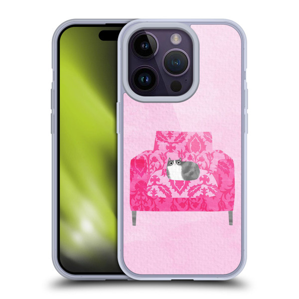 Planet Cat Arm Chair Rose Chair Cat Soft Gel Case for Apple iPhone 14 Pro