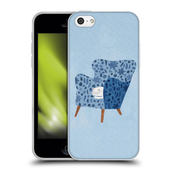 Planet Cat Arm Chair Cornflower Chair Cat Soft Gel Case for Apple iPhone 5c