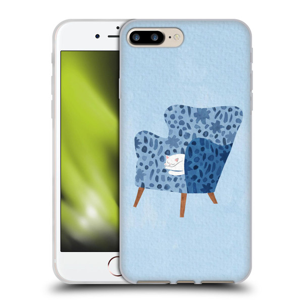 Planet Cat Arm Chair Cornflower Chair Cat Soft Gel Case for Apple iPhone 7 Plus / iPhone 8 Plus