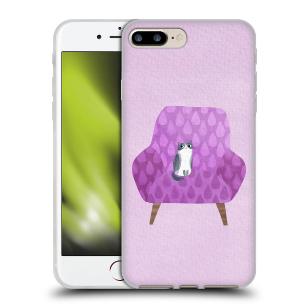 Planet Cat Arm Chair Lilac Chair Cat Soft Gel Case for Apple iPhone 7 Plus / iPhone 8 Plus