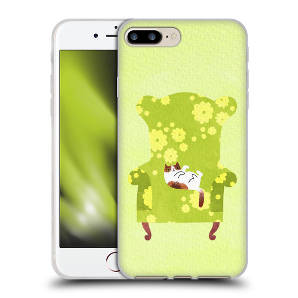 Planet Cat Arm Chair Lime Chair Cat Soft Gel Case for Apple iPhone 7 Plus / iPhone 8 Plus