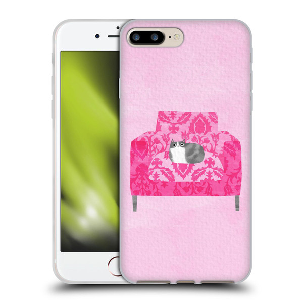 Planet Cat Arm Chair Rose Chair Cat Soft Gel Case for Apple iPhone 7 Plus / iPhone 8 Plus