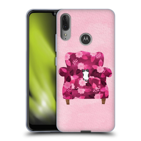 Planet Cat Arm Chair Raspberry Chair Cat Soft Gel Case for Motorola Moto E6 Plus