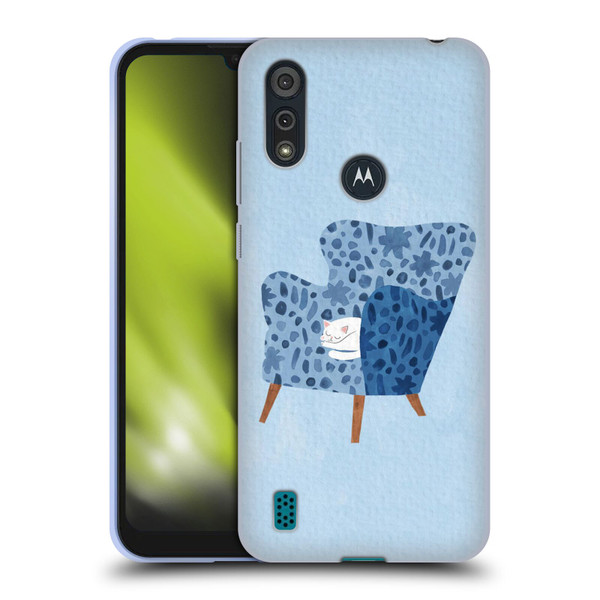 Planet Cat Arm Chair Cornflower Chair Cat Soft Gel Case for Motorola Moto E6s (2020)