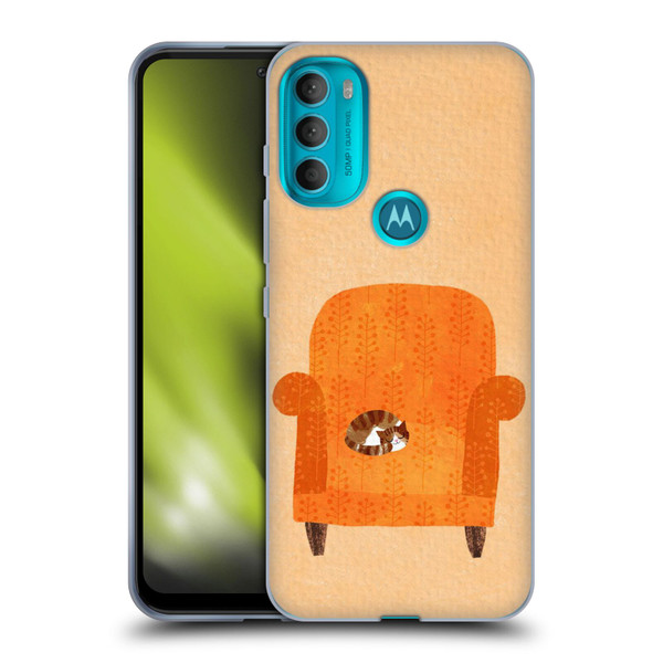 Planet Cat Arm Chair Orange Chair Cat Soft Gel Case for Motorola Moto G71 5G