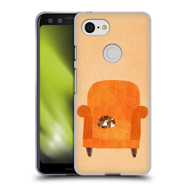 Planet Cat Arm Chair Orange Chair Cat Soft Gel Case for Google Pixel 3