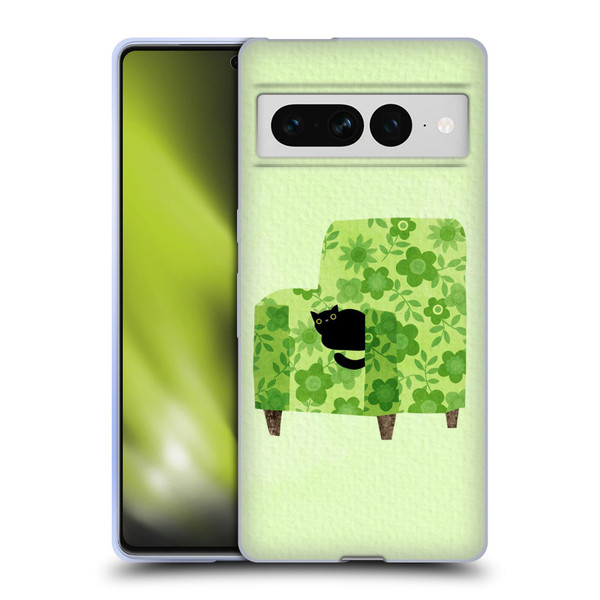 Planet Cat Arm Chair Pear Green Chair Cat Soft Gel Case for Google Pixel 7 Pro